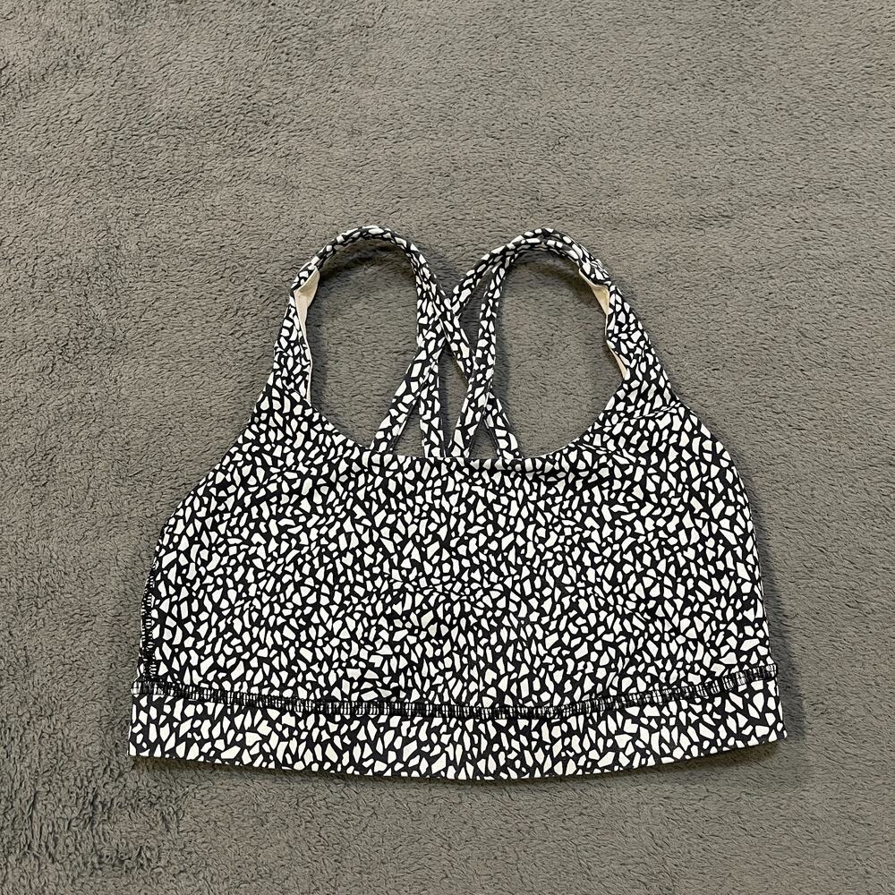 Lululemon Black White Athletic Yoga Energy Bra Mosaic Print Women's Size 4